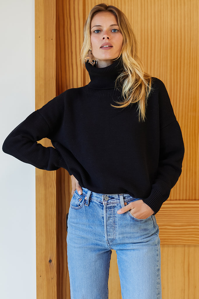 Carolyn Turtleneck Sweater - Black Organic - Emerson Fry