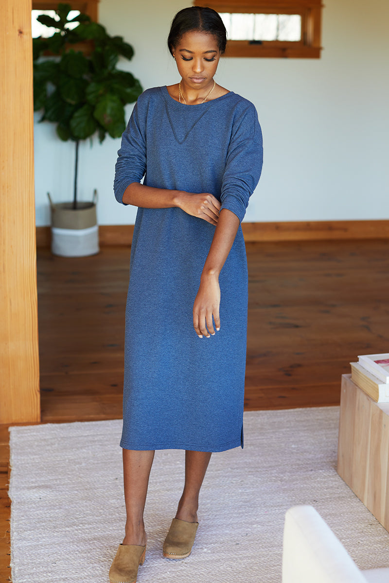 Cozy Midi Dress Crewneck - Heather Lake Organic