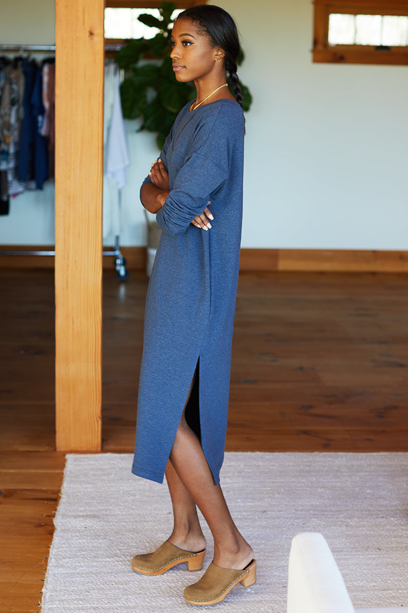 Cozy Midi Dress Crewneck - Heather Lake Organic