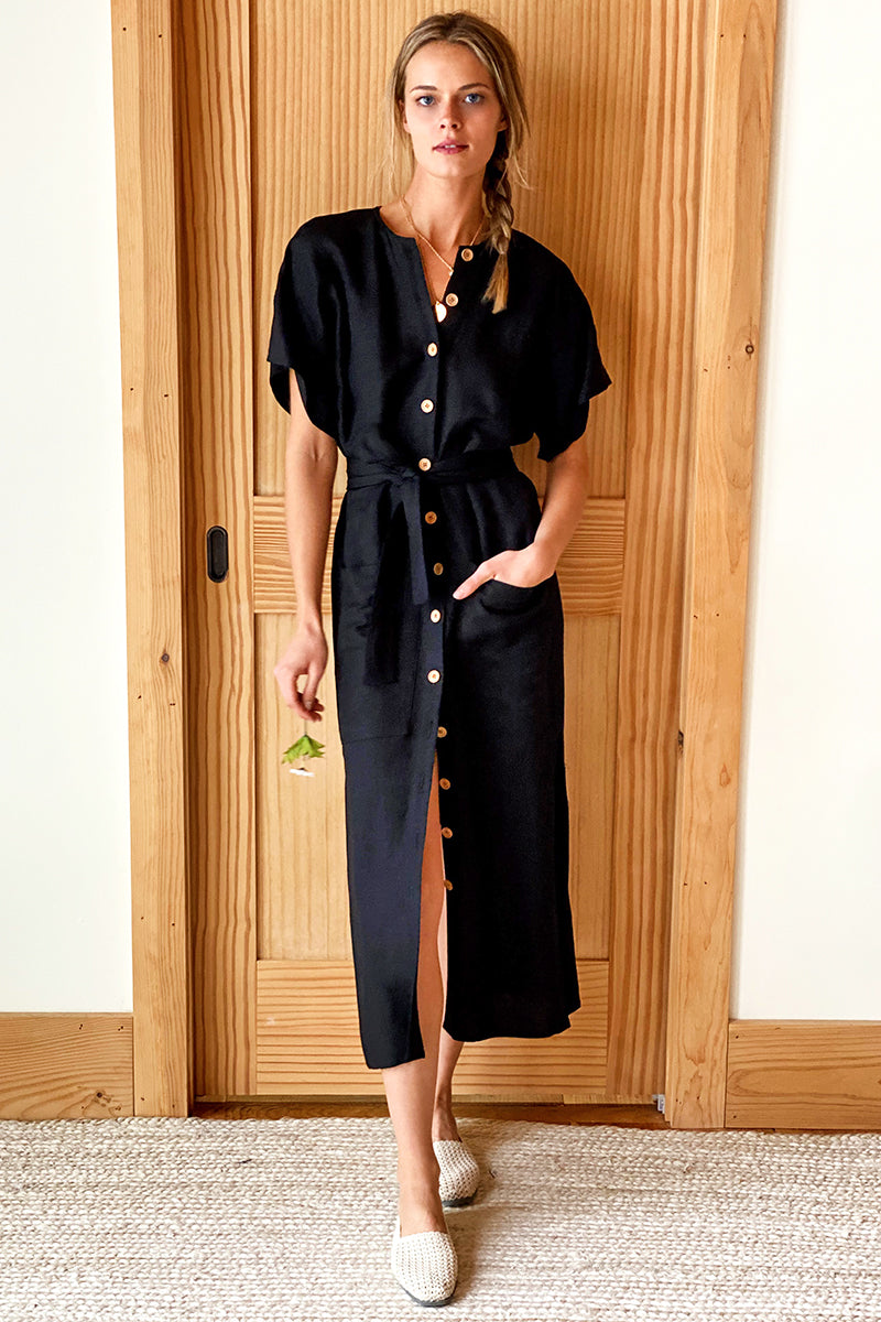 Desert Dress - Black Linen