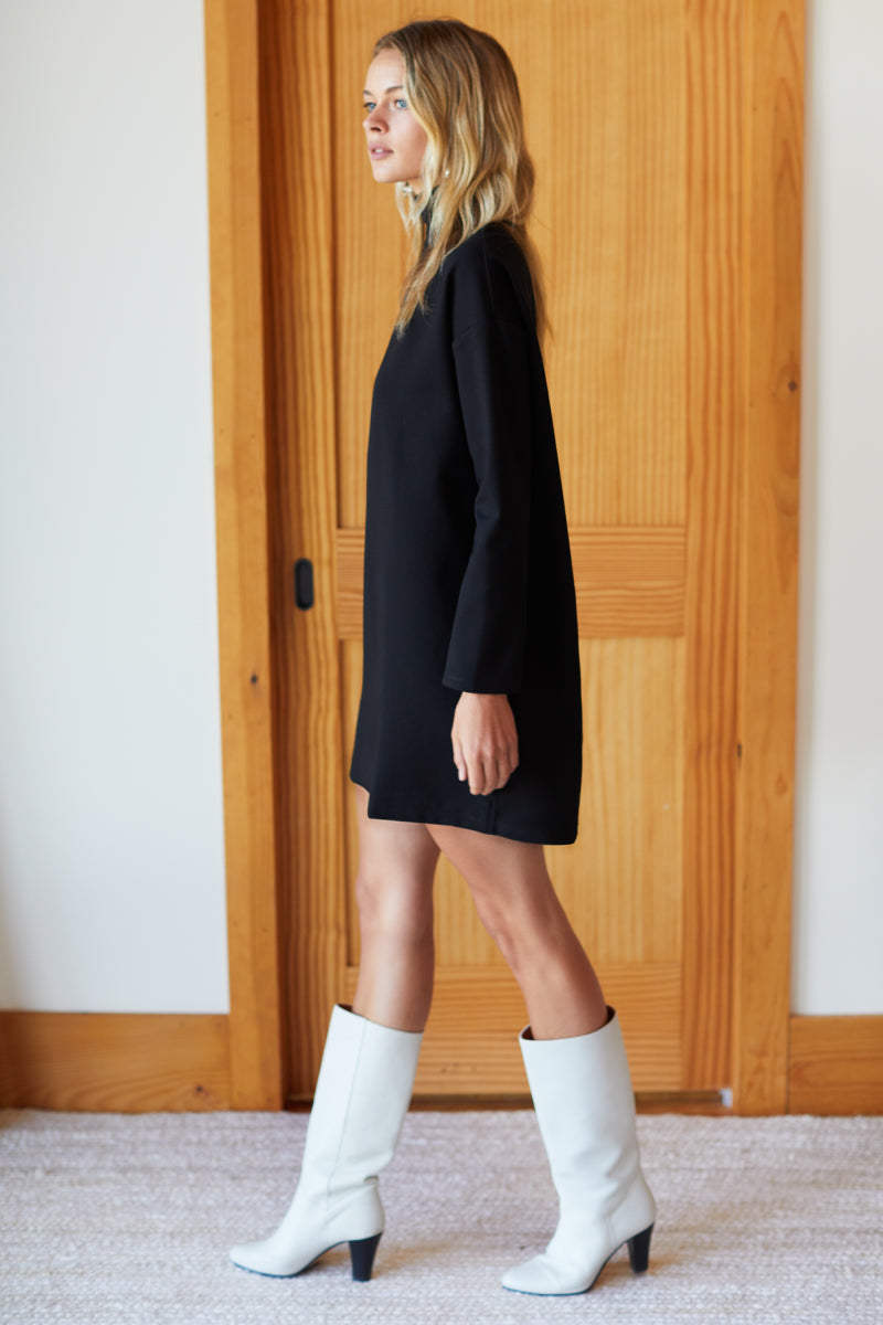 Edie Turtleneck Dress - Black Ponte