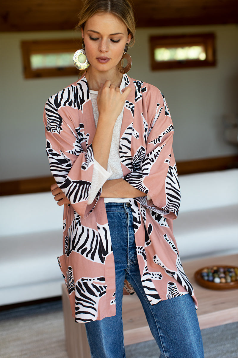 Fete Kimono - Zebra Muted Clay