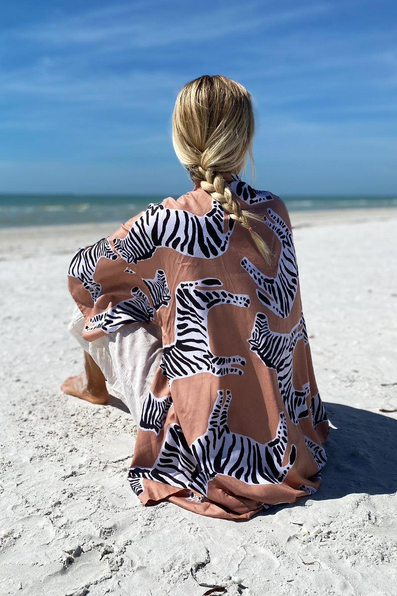 Fete Kimono - Zebra Muted Clay