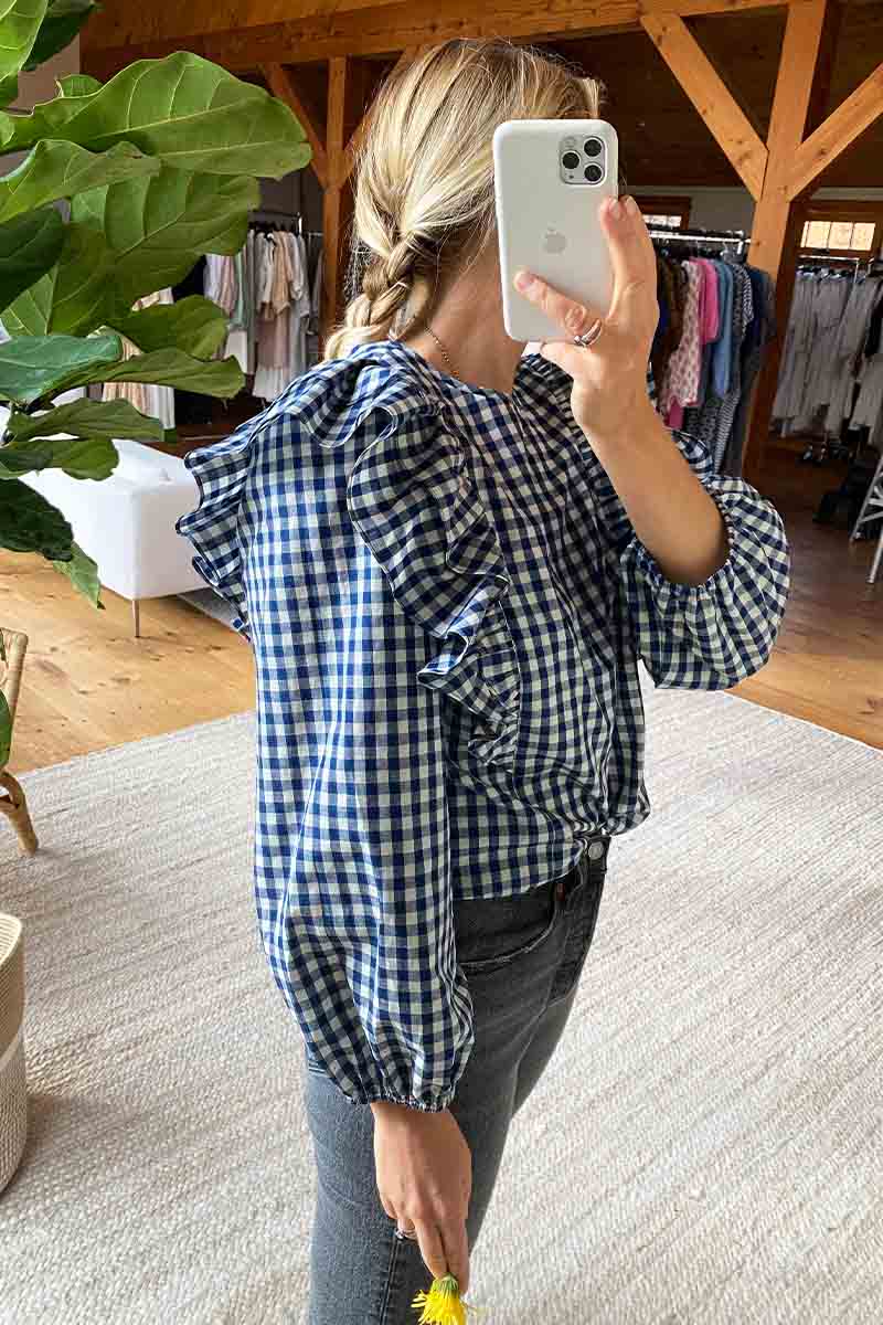 Filipa Blouse - Indigo Gingham