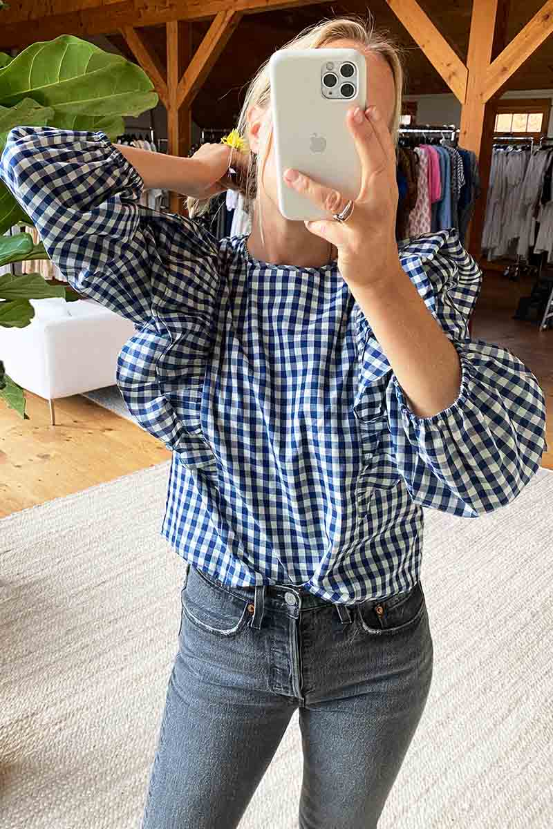 Filipa Blouse - Indigo Gingham