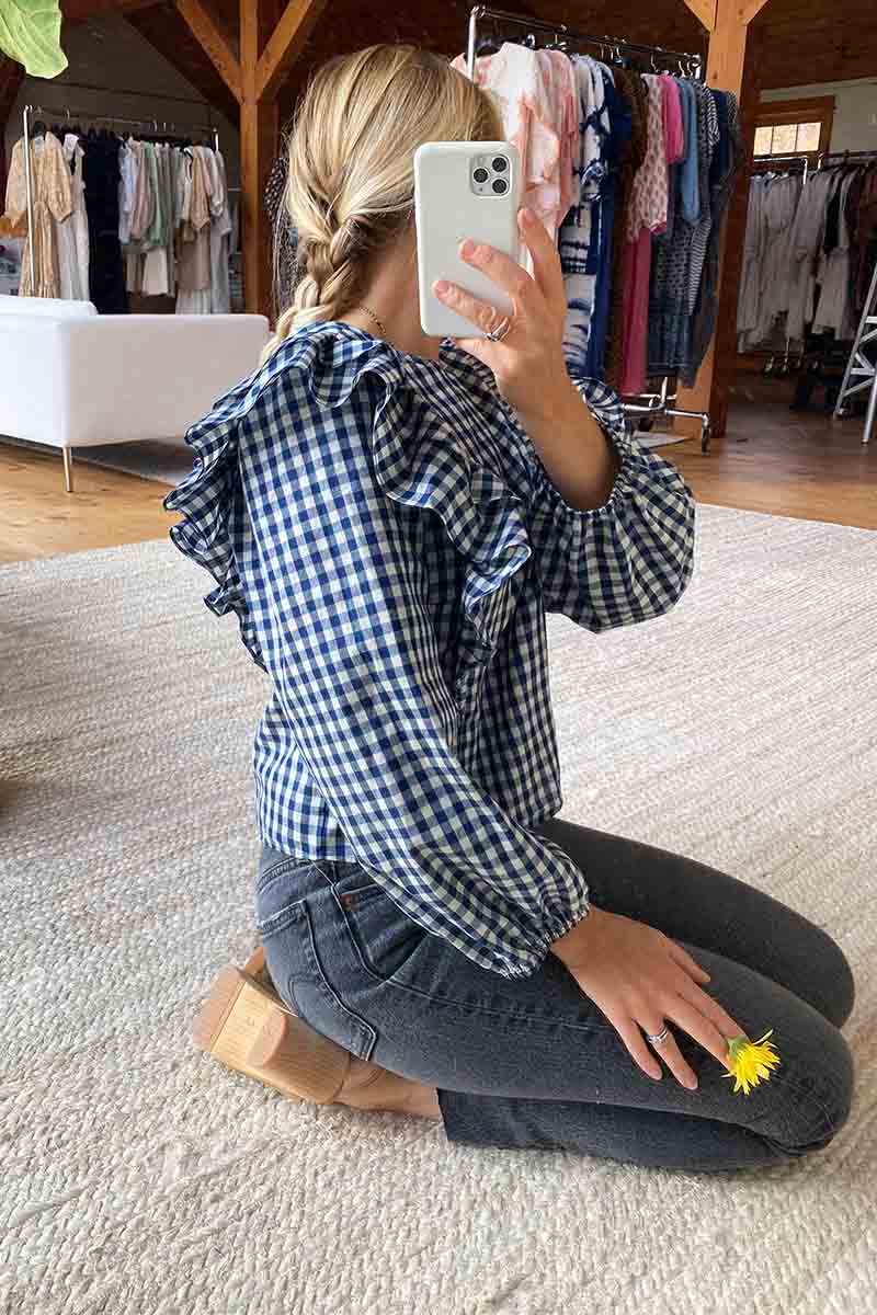 Filipa Blouse - Indigo Gingham