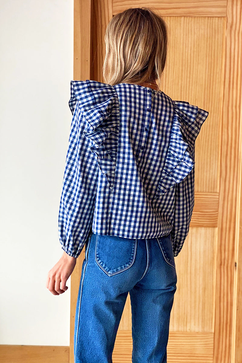 Filipa Blouse - Indigo Gingham