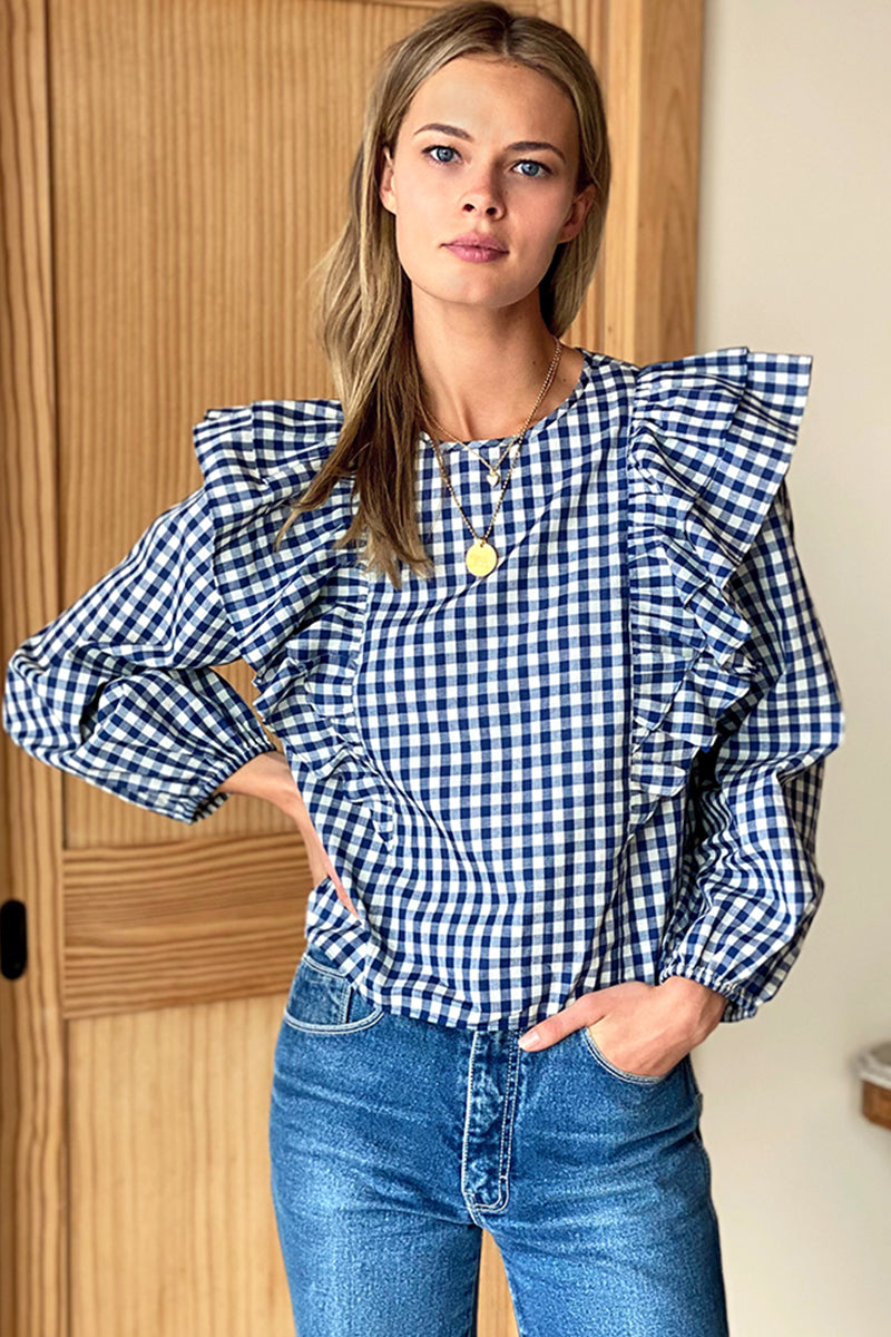 Filipa Blouse - Indigo Gingham