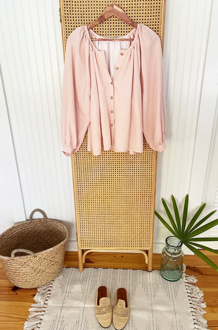 Frances Blouse - Shell Pink Linen