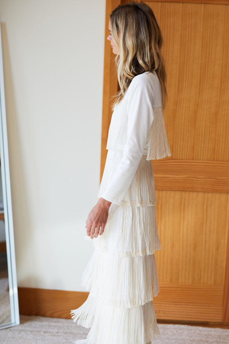 Fringe Midi Dress - Ivory