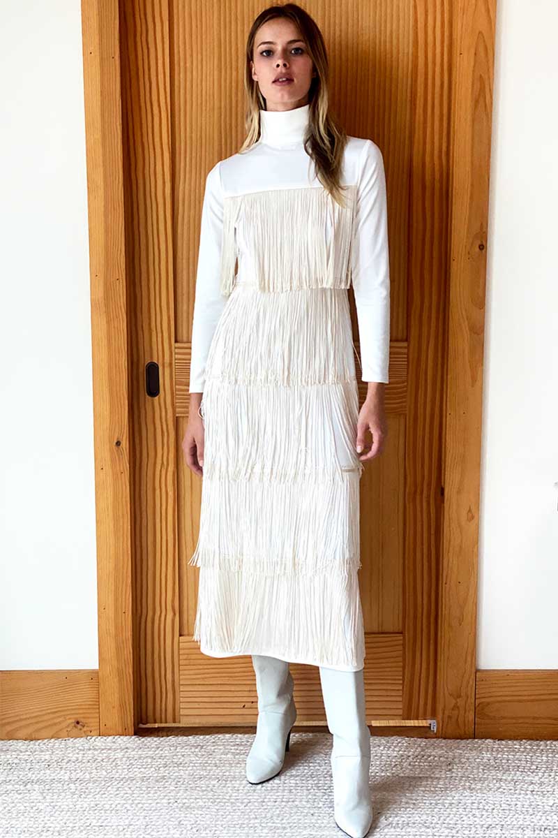 Fringe Midi Dress - Ivory