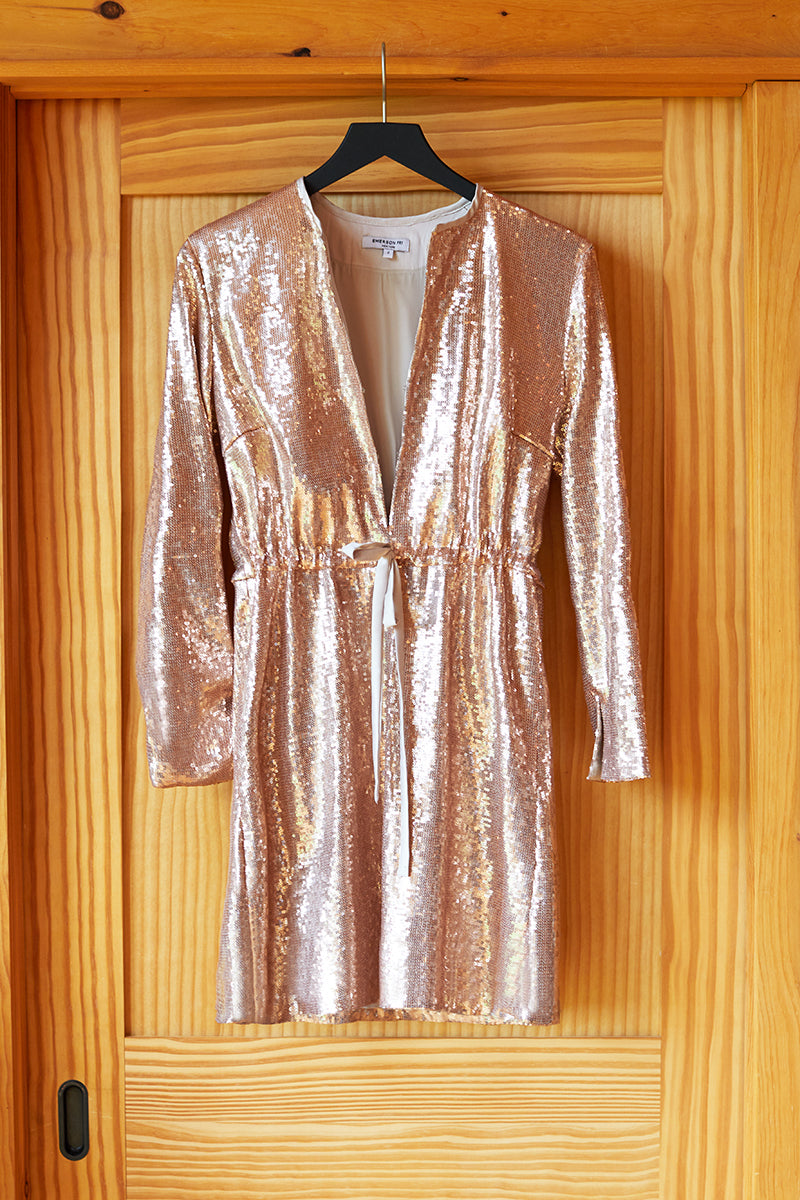 Sequin Keyhole Dress - Blush