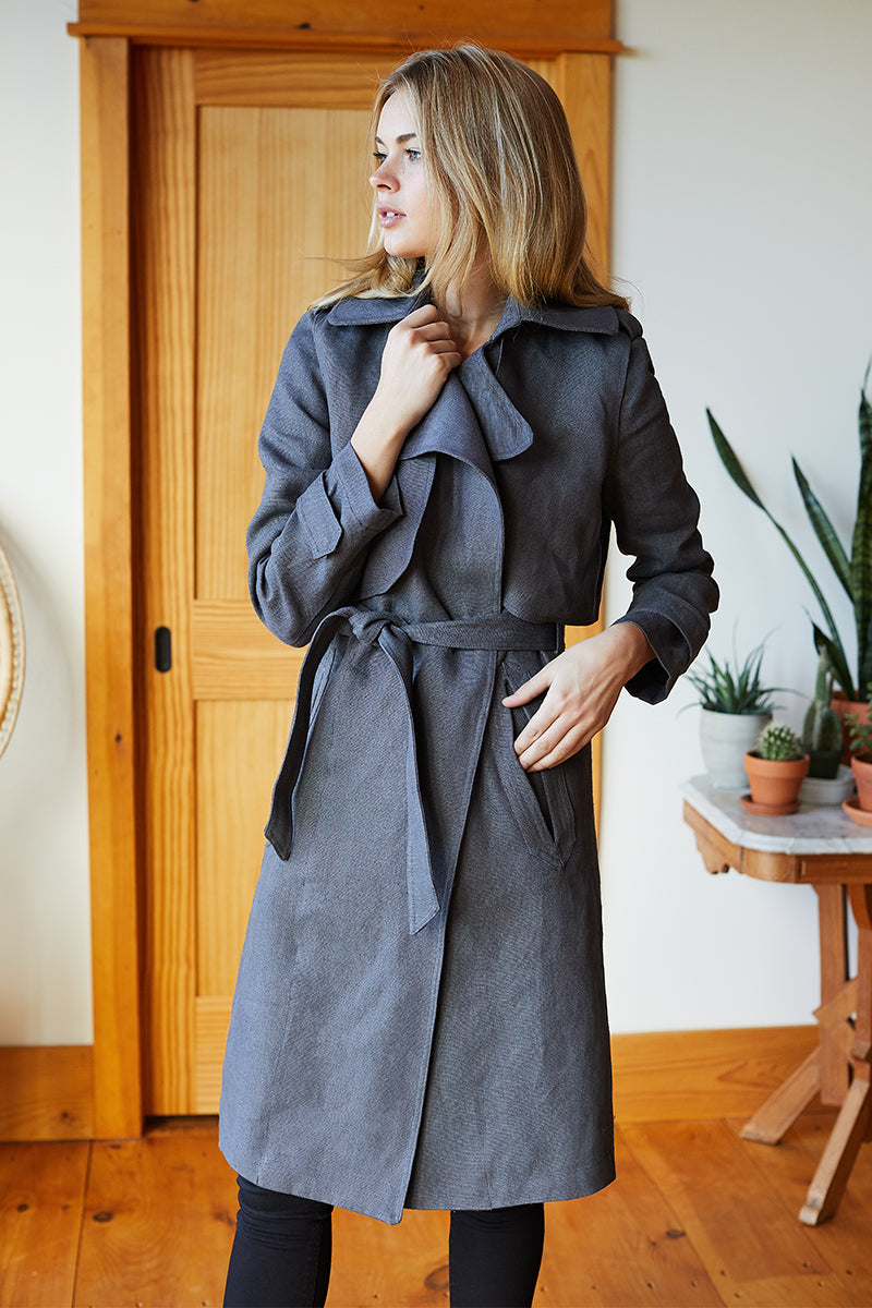 Trench Coat - Charcoal Linen