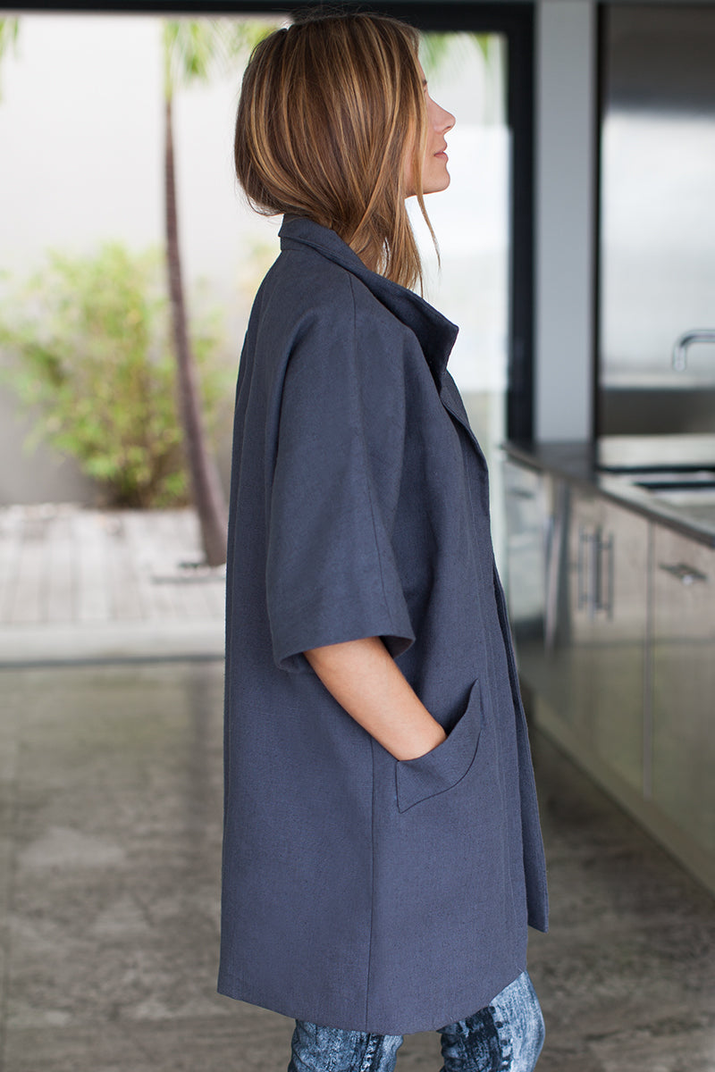 Topper Coat - Charcoal Linen