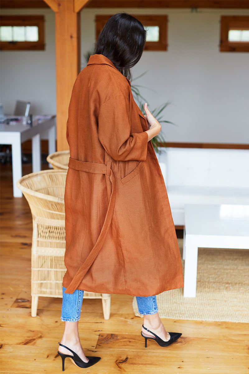 Drop Shoulder Coat - Sienna Linen