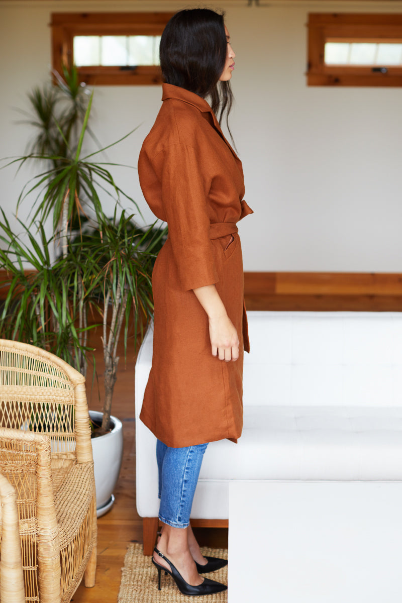 Drop Shoulder Coat - Sienna Linen