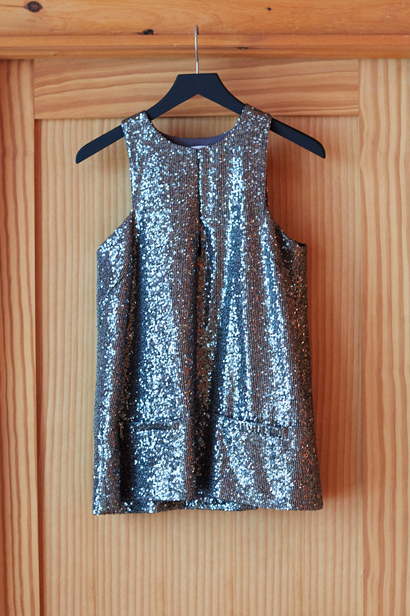 A Line Mod Top - Gunmetal Sequin