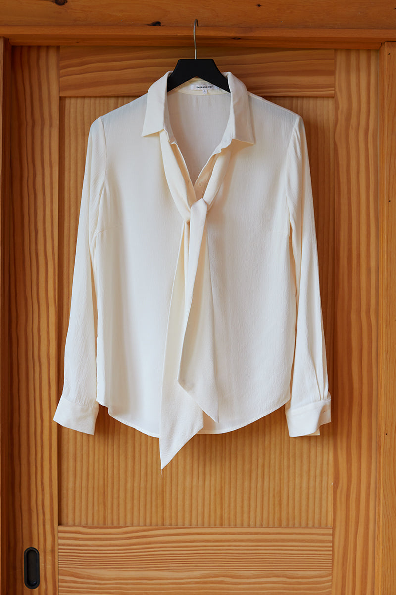 Ribbons Blouse - Ivory Crepe