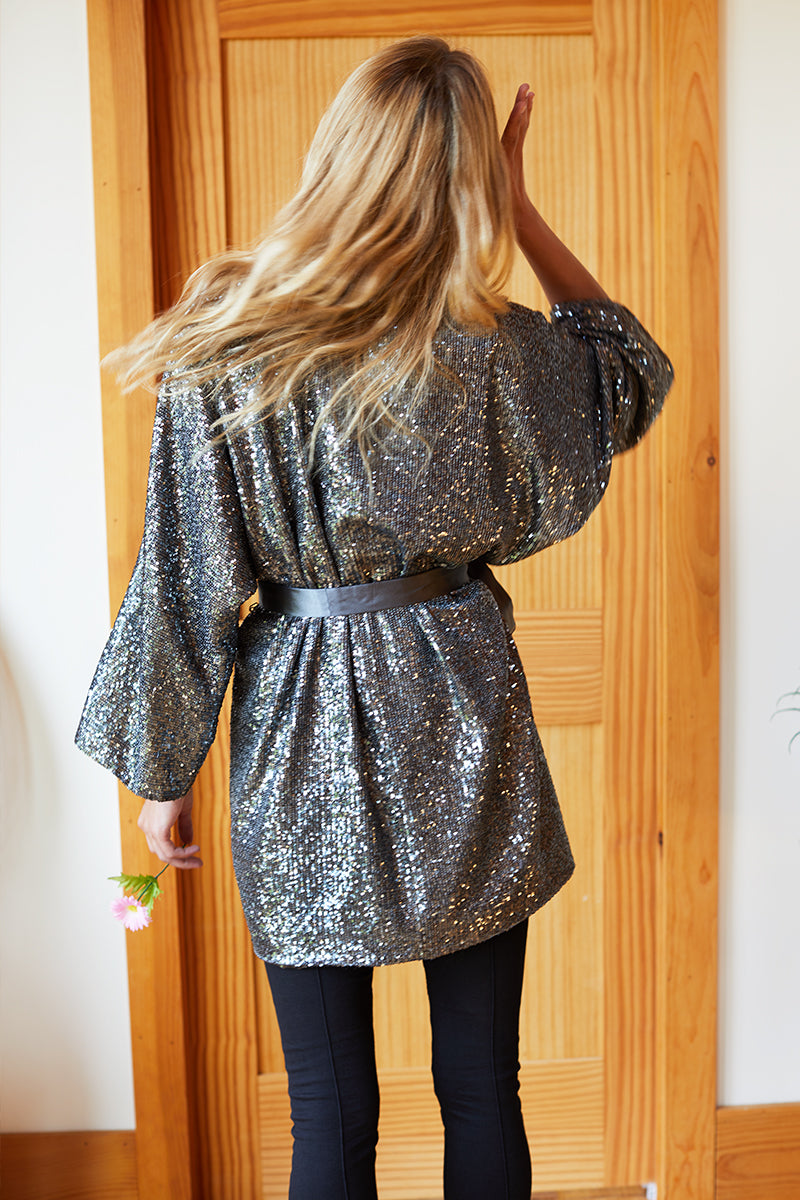 Sequin Topper - Gunmetal