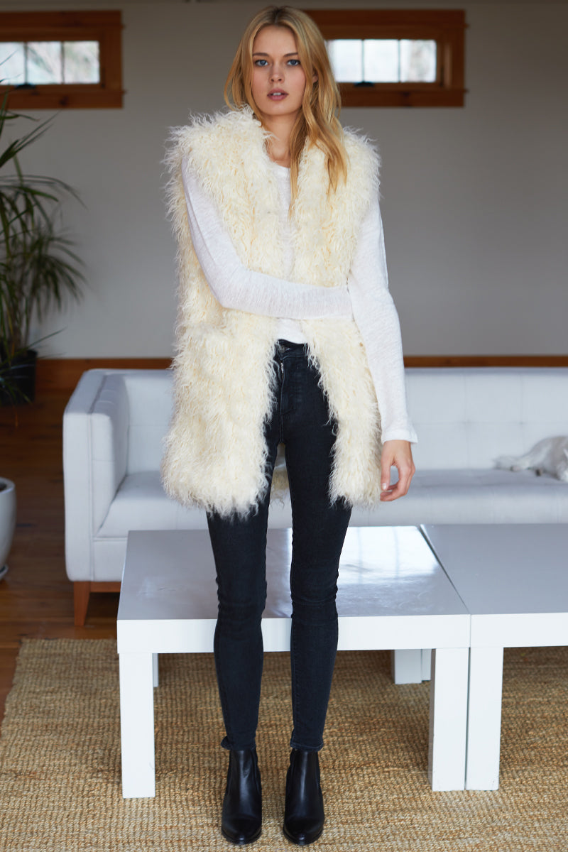 Vegan Shearling Vest - Ivory