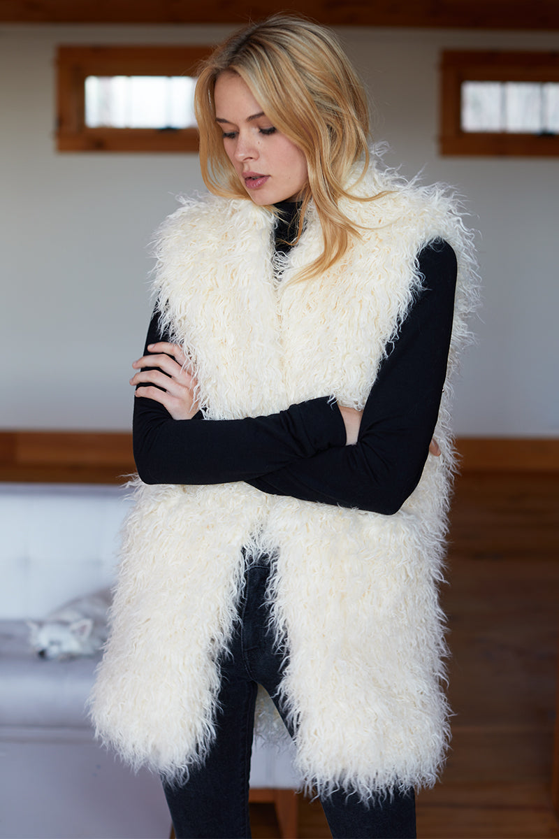 Vegan Shearling Vest - Ivory