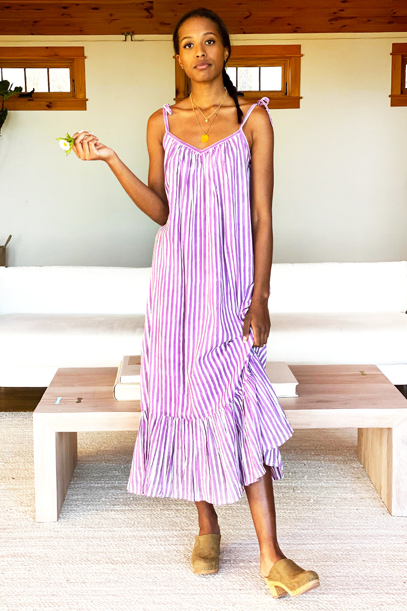 India Sundress - Lavendula Stripe Organic