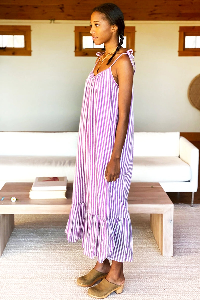 India Sundress - Lavendula Stripe Organic