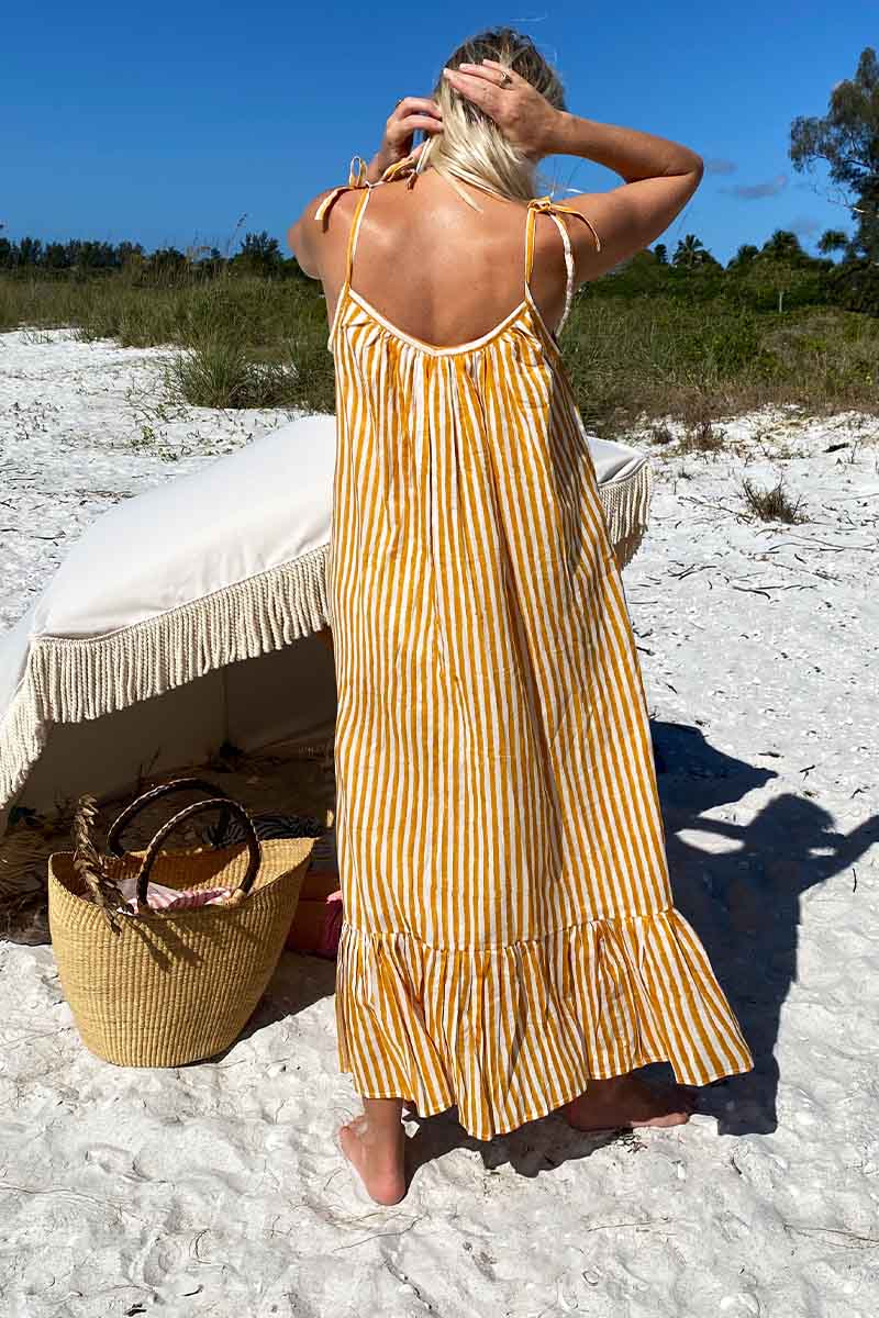 India Sundress - Marigold Stripe Organic