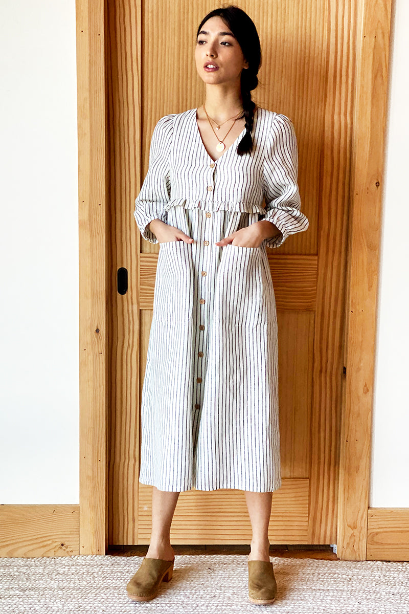 Livia Shirtdress - Charcoal Stripe