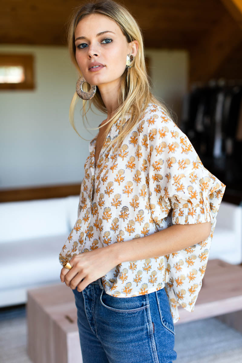 Mandarin Collar Top - Little Marigolds Organic