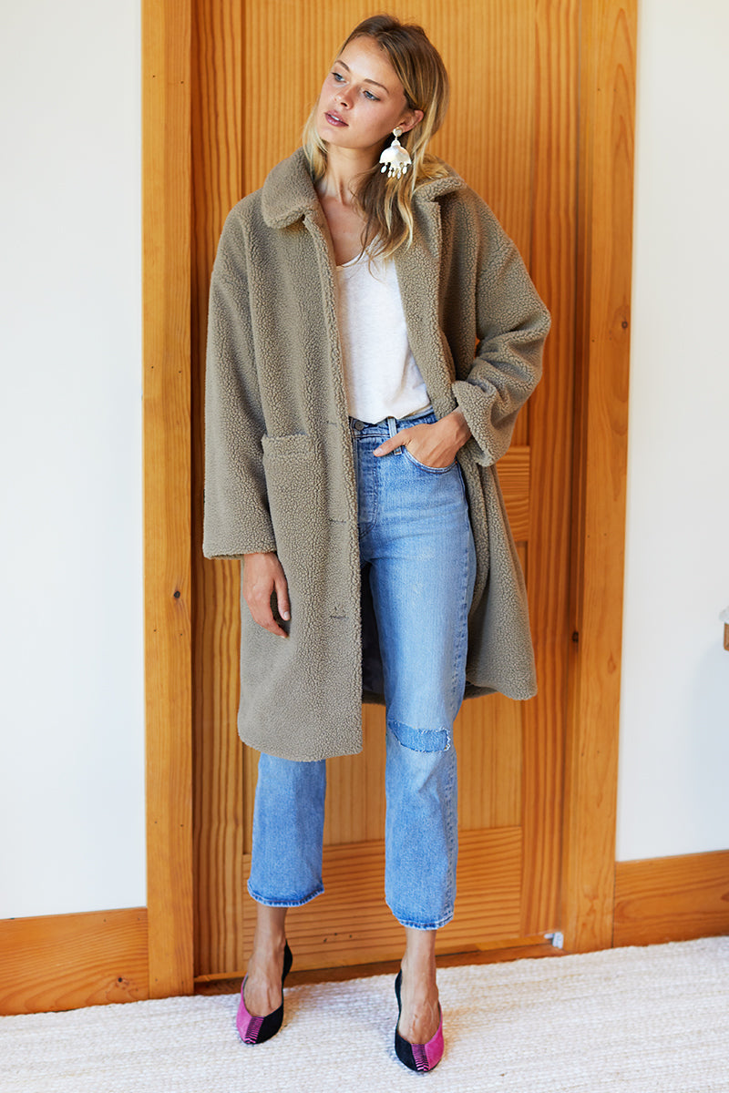 Midi Coat - Oak Sherpa