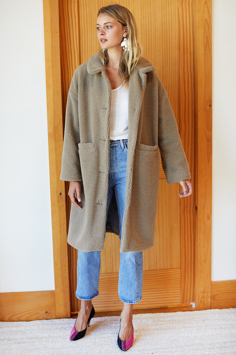 Midi Coat - Oak Sherpa