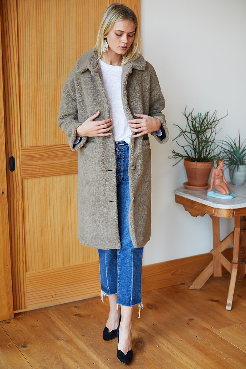 Midi Coat - Oak Sherpa