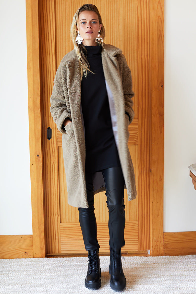 Midi Coat - Oak Sherpa