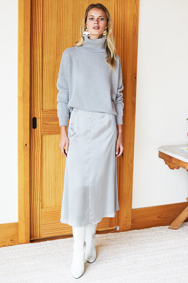 Midi Skirt 2 - Platinum Silk - Emerson Fry