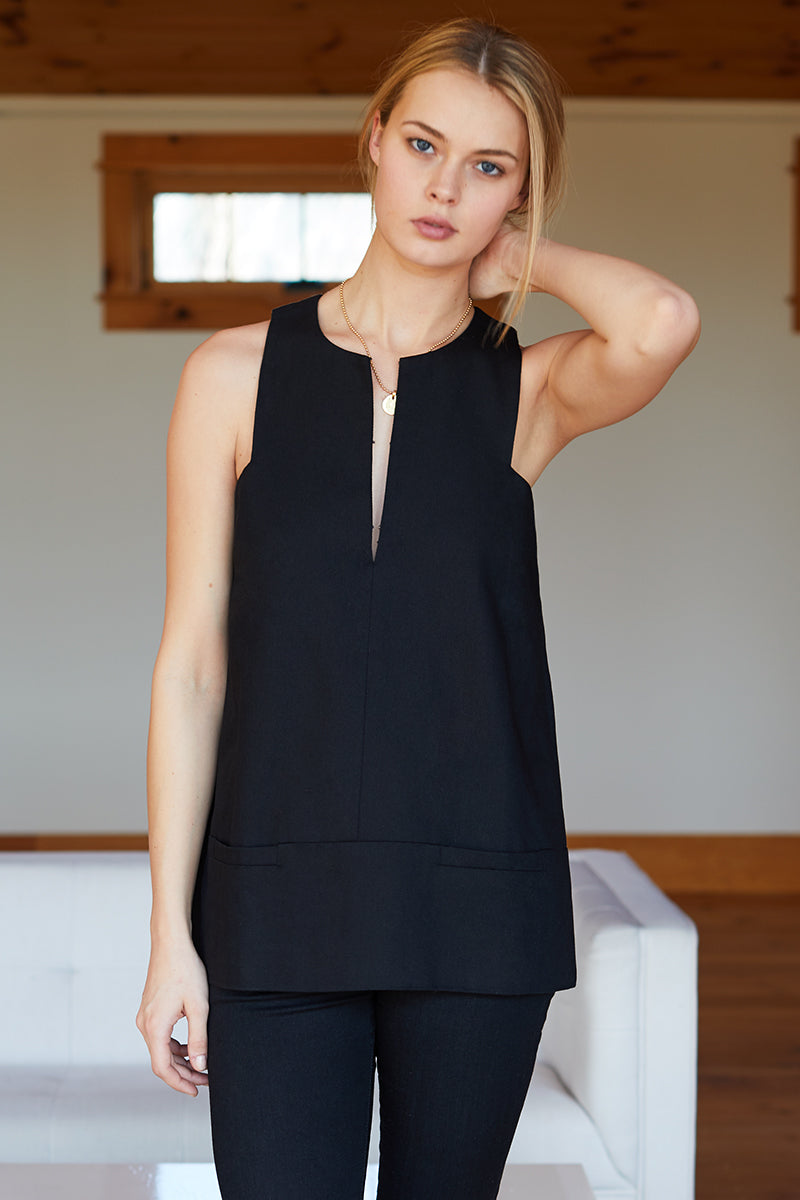 Grecian Keyhole Dress - Black Tencel - Emerson Fry