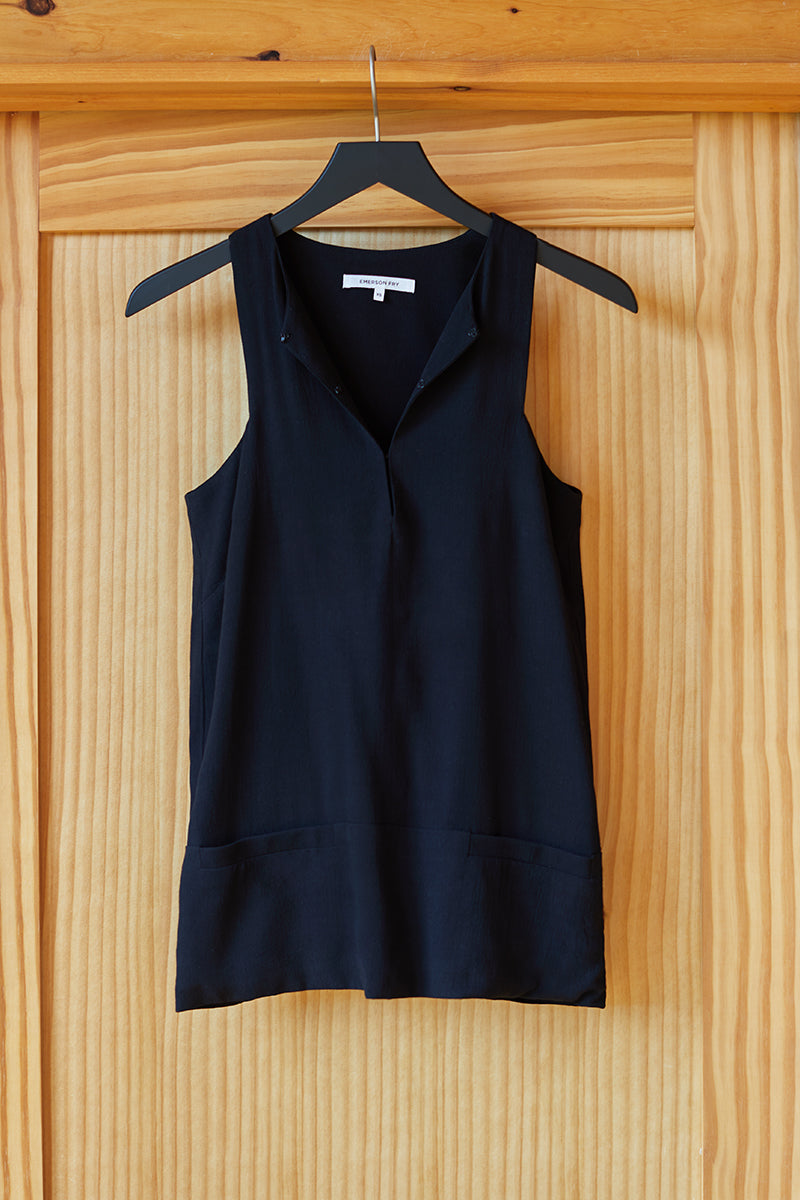 A Line Mod Top - Black Crepe