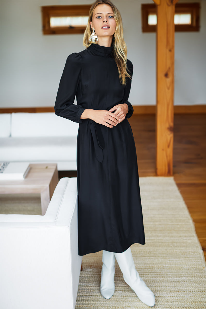 Nina Dress - Black Silk