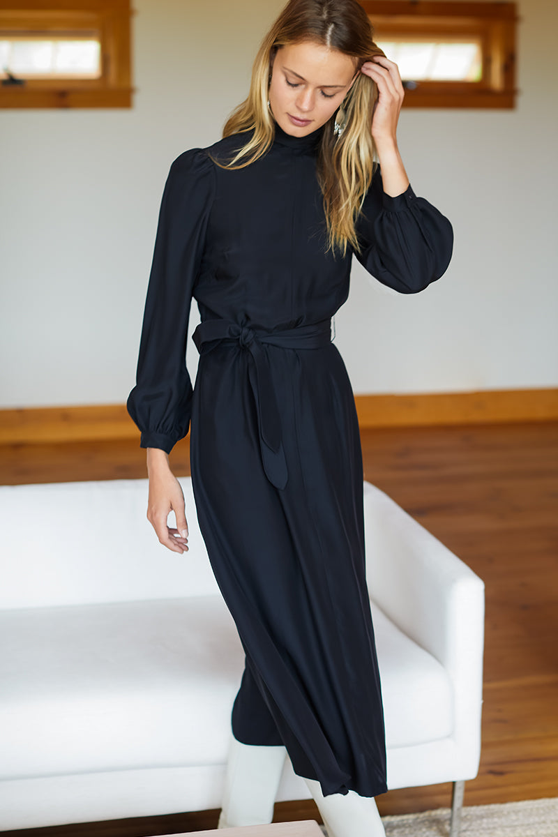 Nina Dress - Black Silk