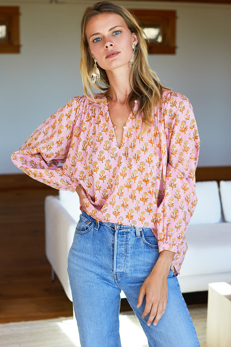 Olympia Shirt - Little Marigolds Pink Organic