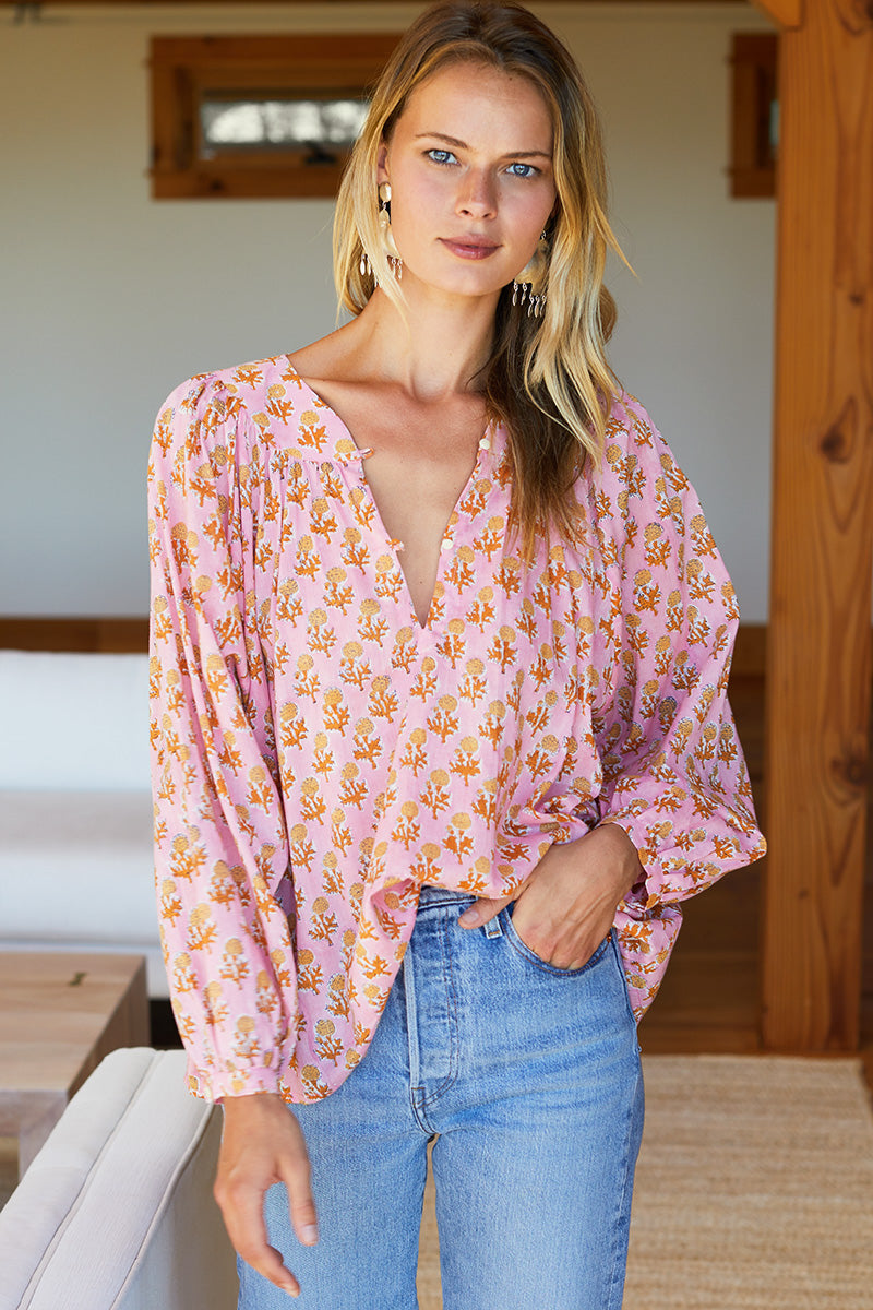 Olympia Shirt - Little Marigolds Pink Organic