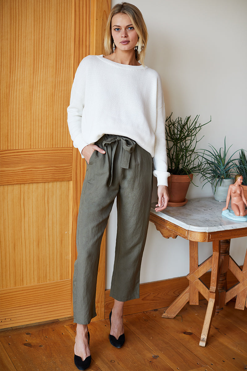 Paris Pant - Army Linen