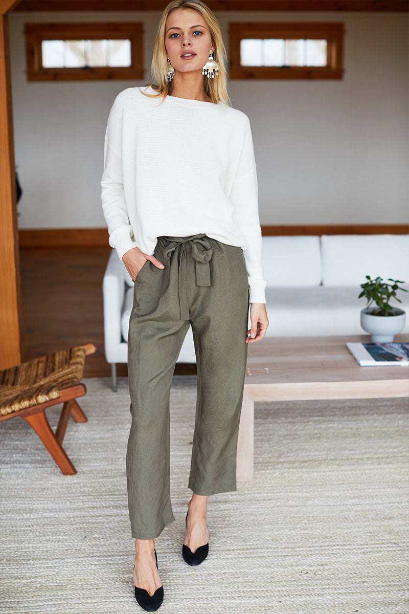 Paris Pant - Army Linen