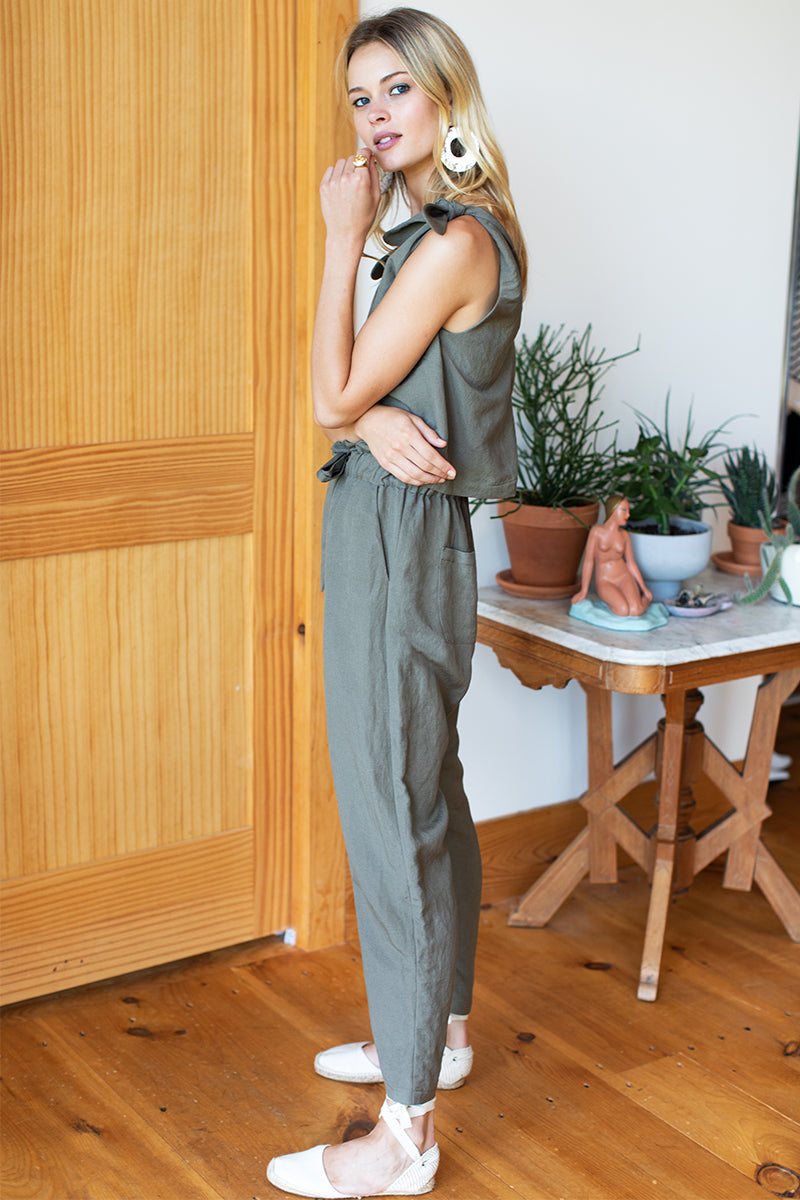 Paris Pant - Army Linen