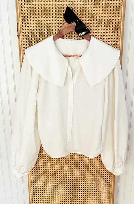 Petra Long Sleeve Blouse - Salt Linen