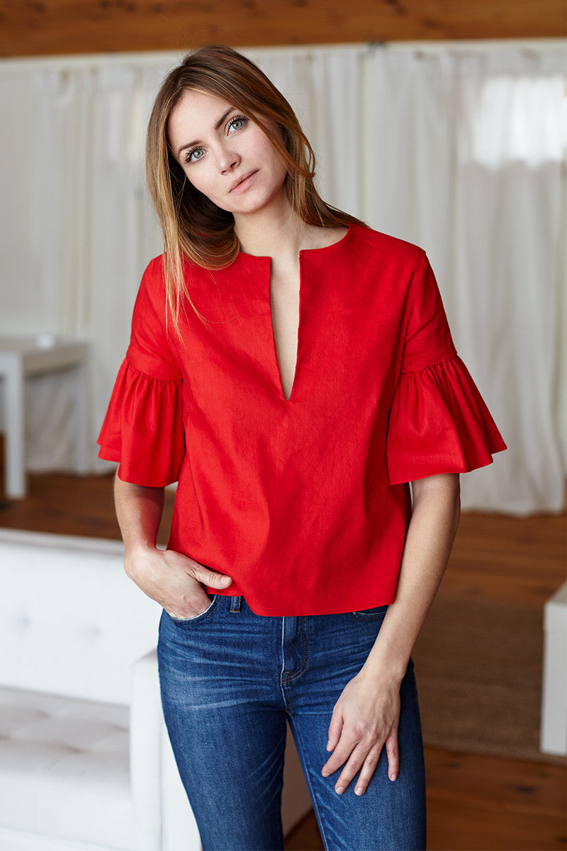 Mod Ruffle Top - Red