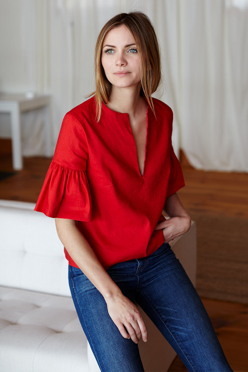 Mod Ruffle Top - Red