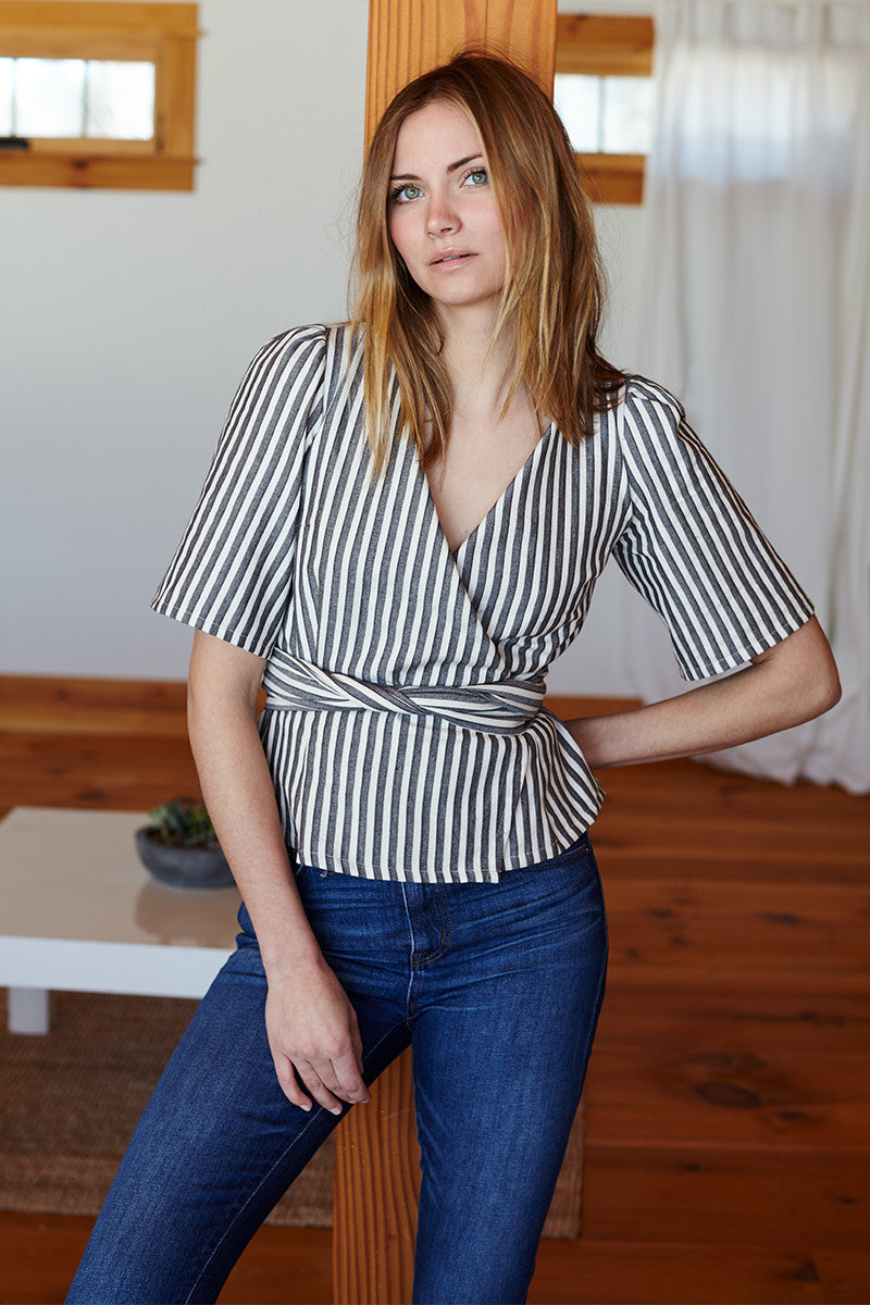 Wrap Top - Organic Stripe