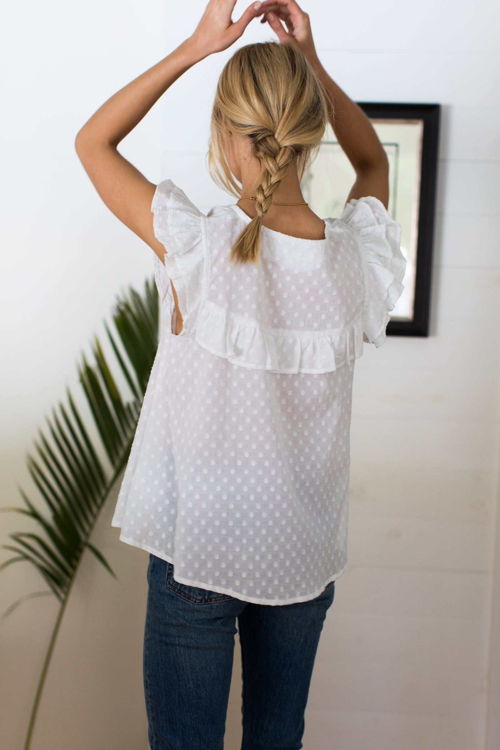 Antoinette Top - White Swiss Dots