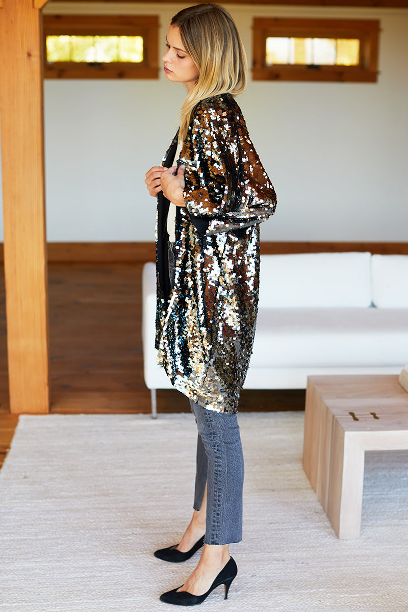 Sequin Jacket - Gunmetal Sequins